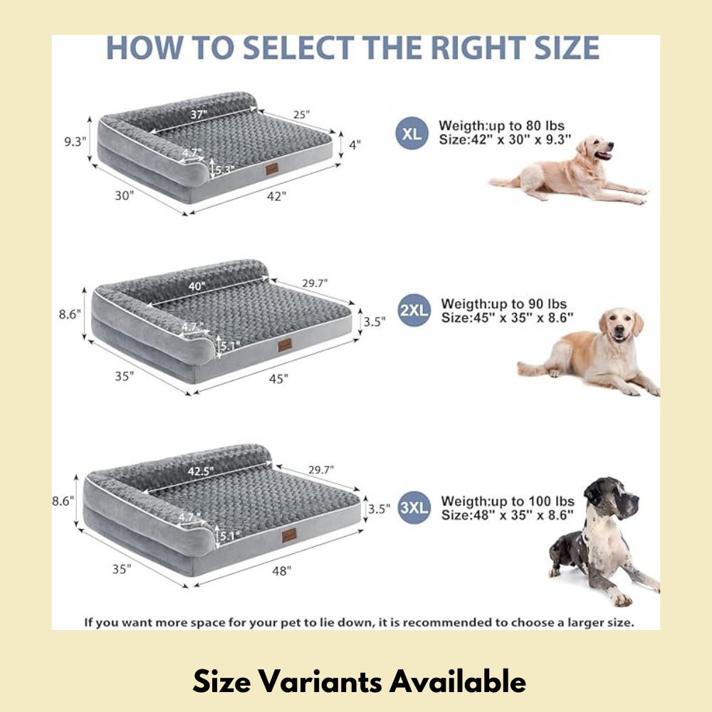 Orthopedic Dog Beds for Large Dogs-Waterproof Sofa Dog Bed with Removable Washable Cover