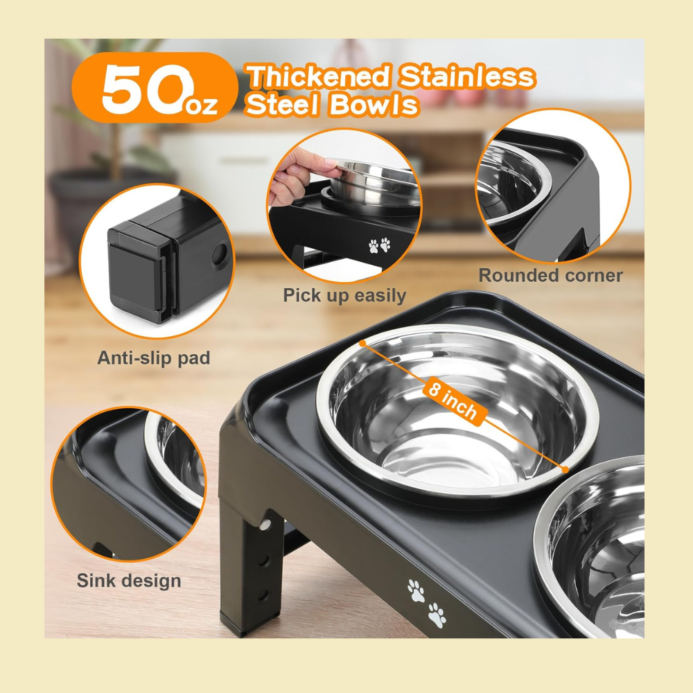 Premium Adjustable Dog Slow Feeder with Bowls