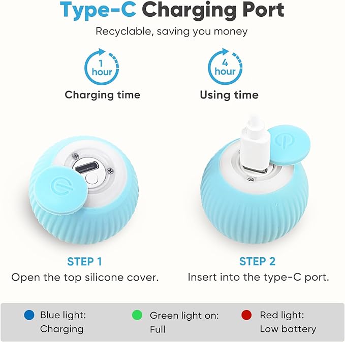 Interactive Cat Toy Ball - Automatic Cat Toy with LED Light