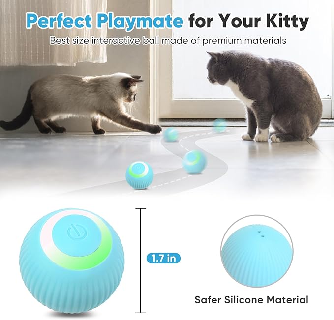 Interactive Cat Toy Ball - Automatic Cat Toy with LED Light