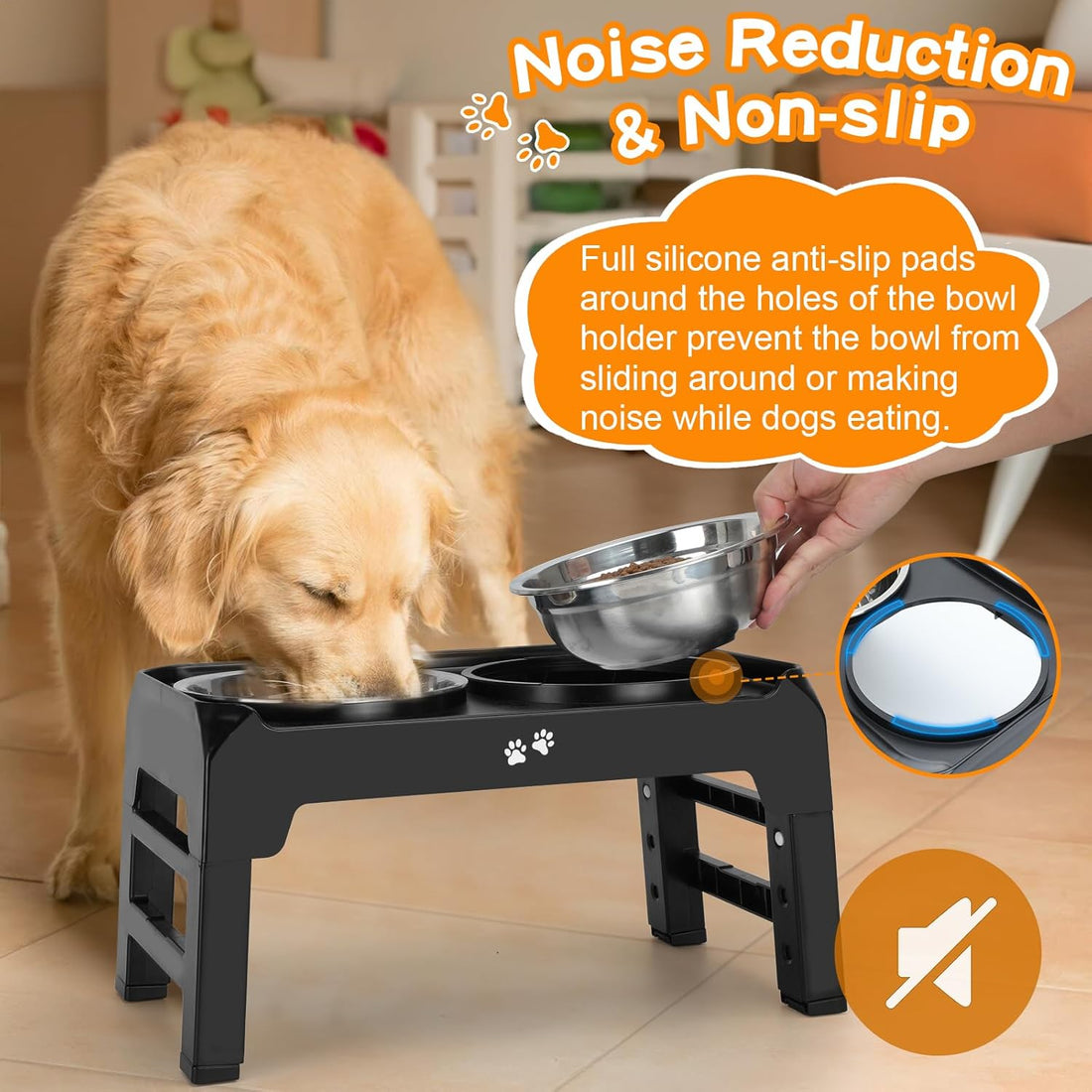 Premium Adjustable Dog Slow Feeder with Bowls