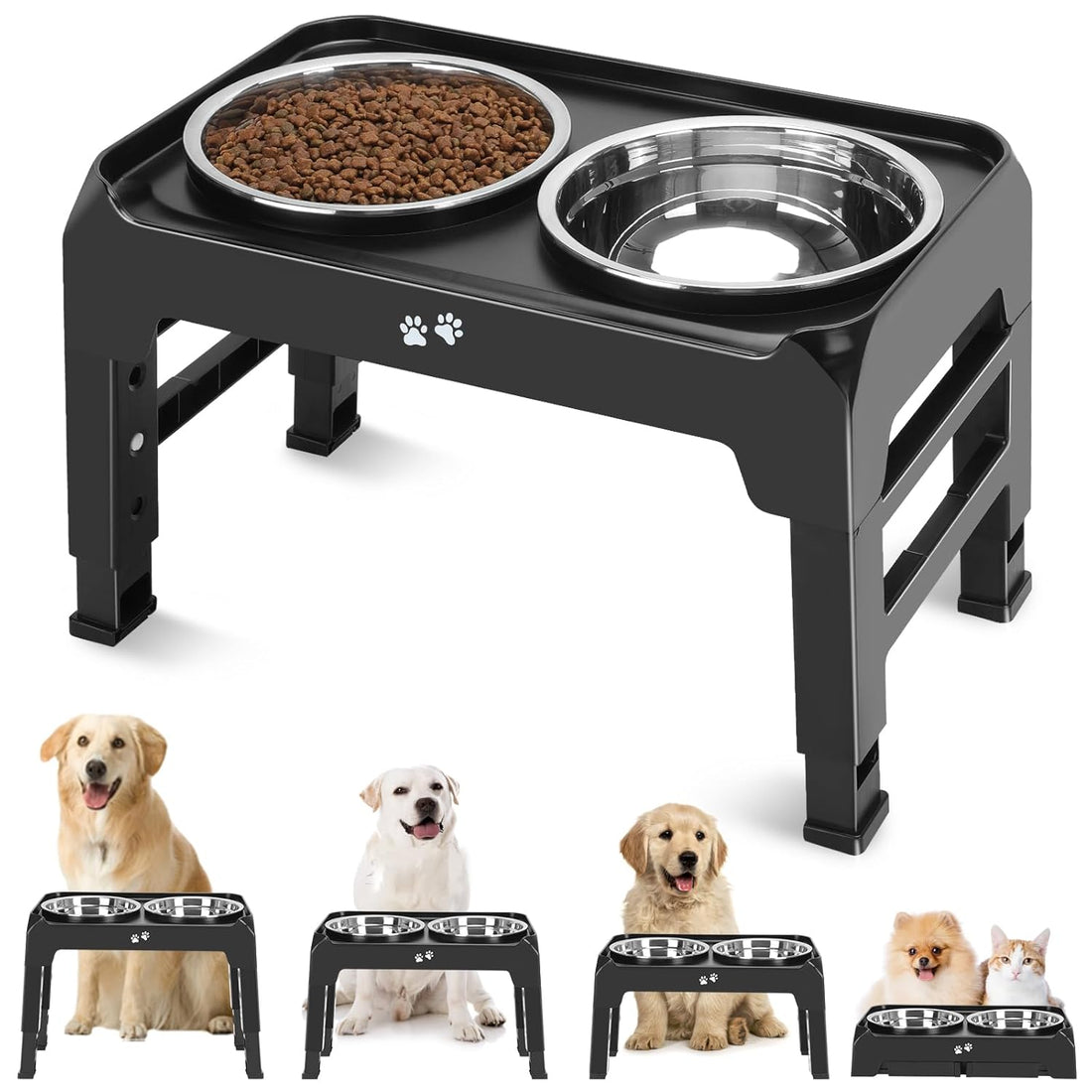 Premium Adjustable Dog Slow Feeder with Bowls