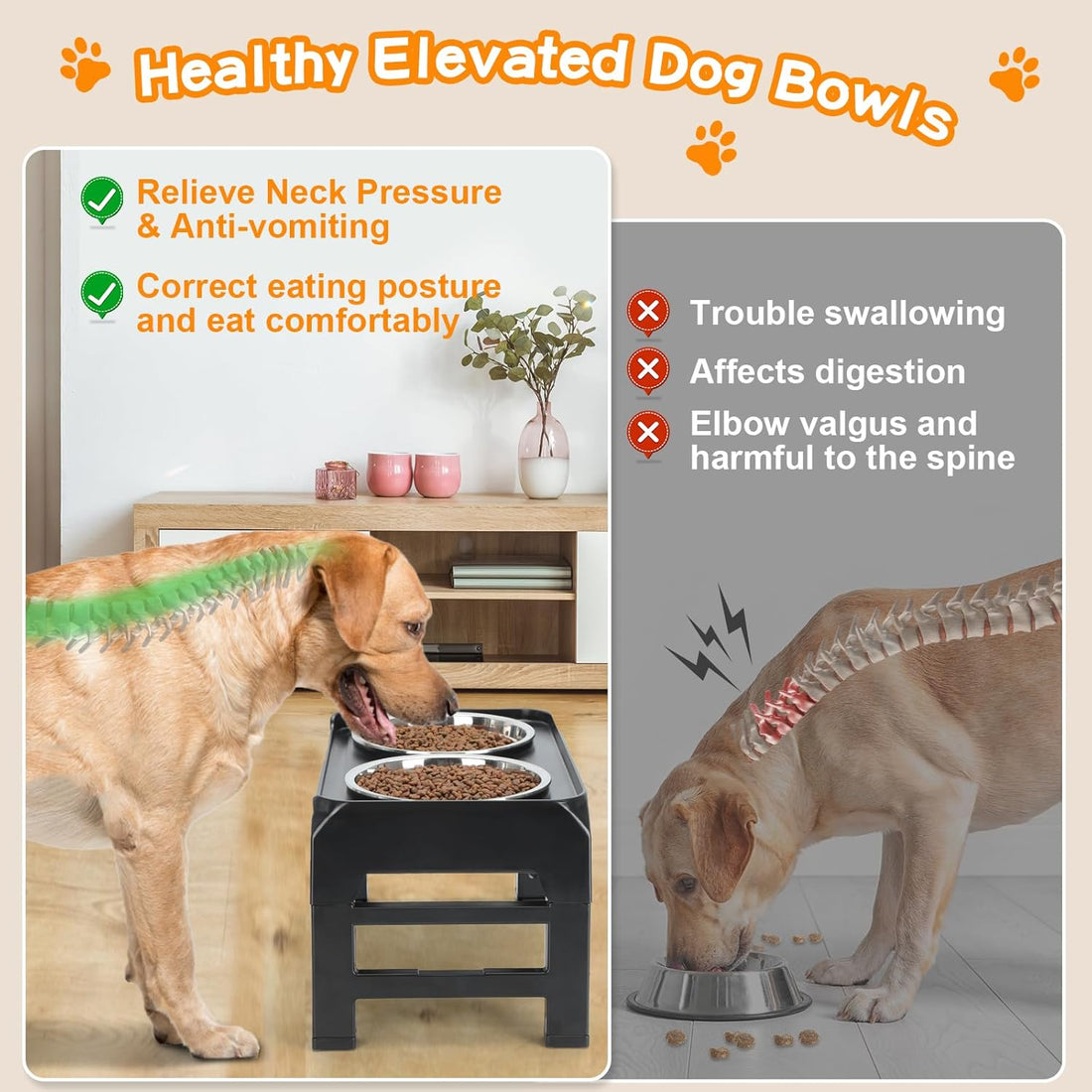 Premium Adjustable Dog Slow Feeder with Bowls