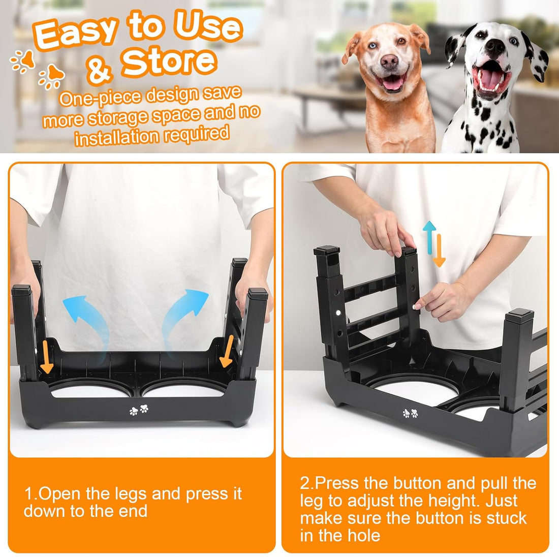 Premium Adjustable Dog Slow Feeder with Bowls