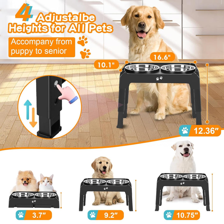 Premium Adjustable Dog Slow Feeder with Bowls