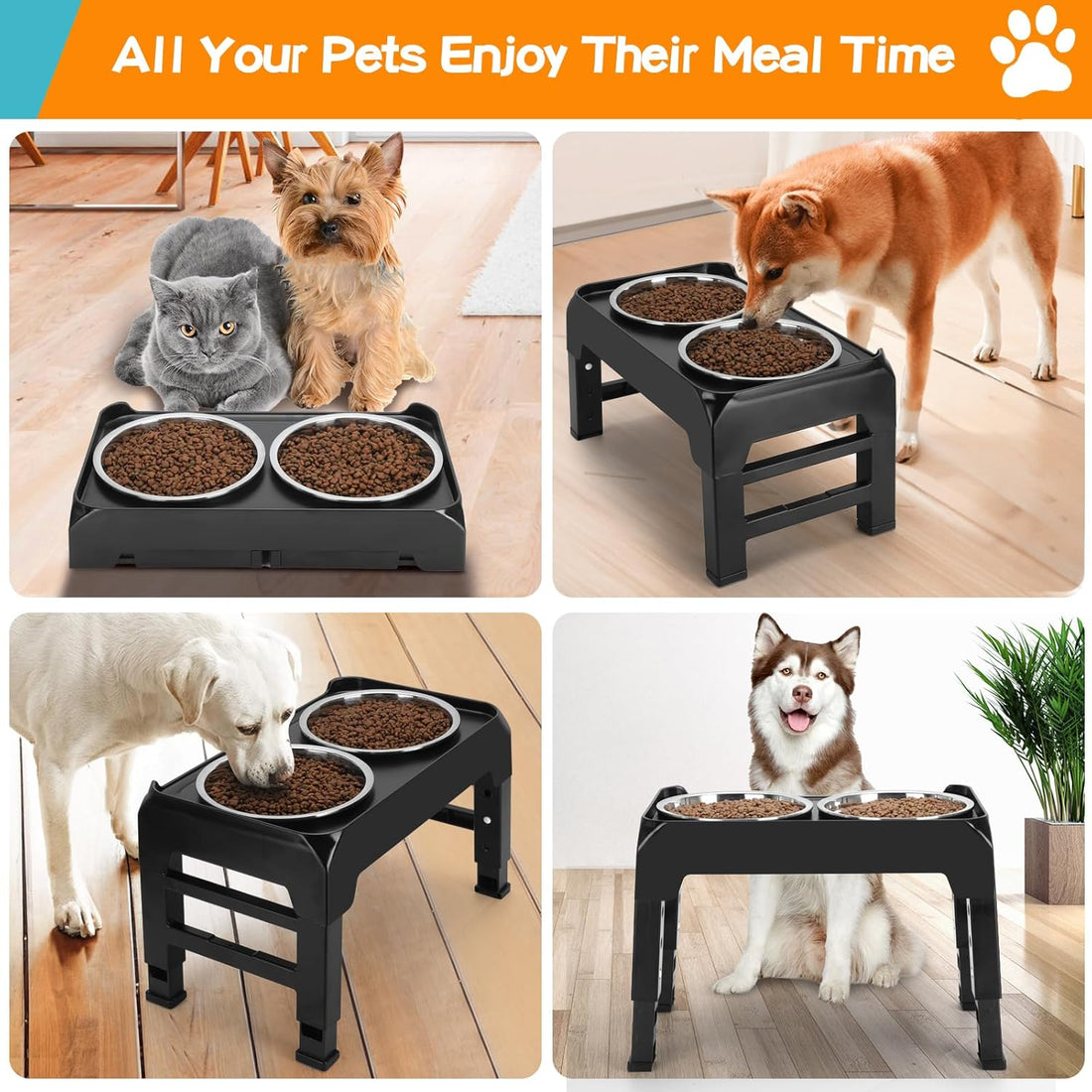 Premium Adjustable Dog Slow Feeder with Bowls