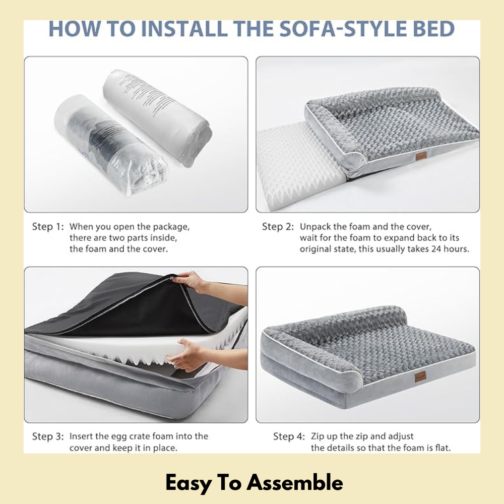 Orthopedic Dog Beds for Large Dogs-Waterproof Sofa Dog Bed with Removable Washable Cover